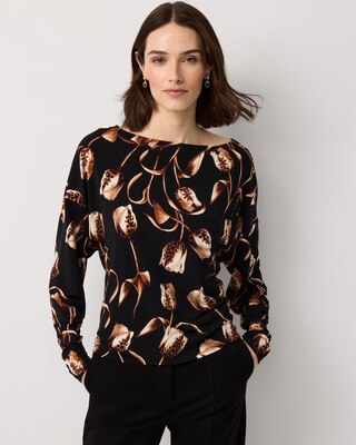 Boat Neck Long Sleeve Top | White House Black Market